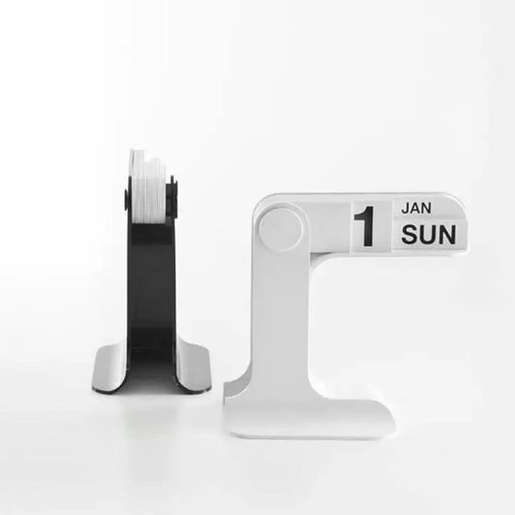 Two white desk calendars on a white background