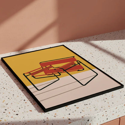 Colorful abstract design on a textured surface with a soft pink background